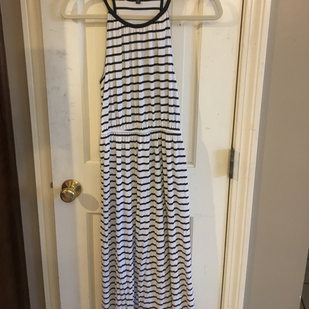 Black striped maxi dress elastic waist